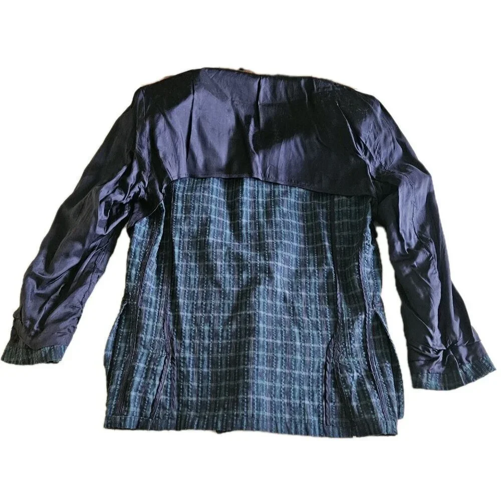 Azzurra Blazer Men 46 R Multi Seersucker Cotton Lined Sleeves Double Vented Boho - Picture 14 of 16
